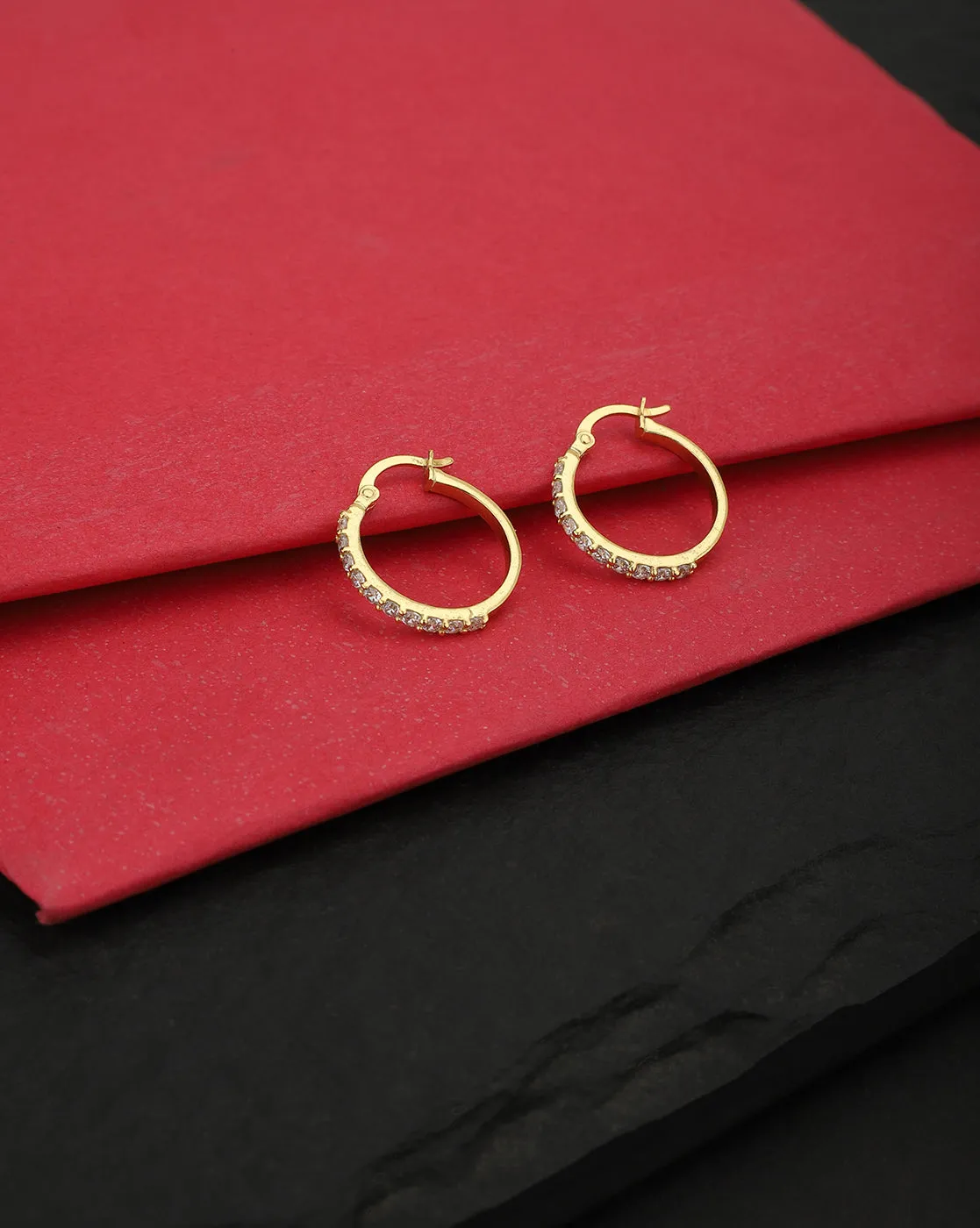 Carlton London Gold Plated Cz Circular Hoop Earring For Women