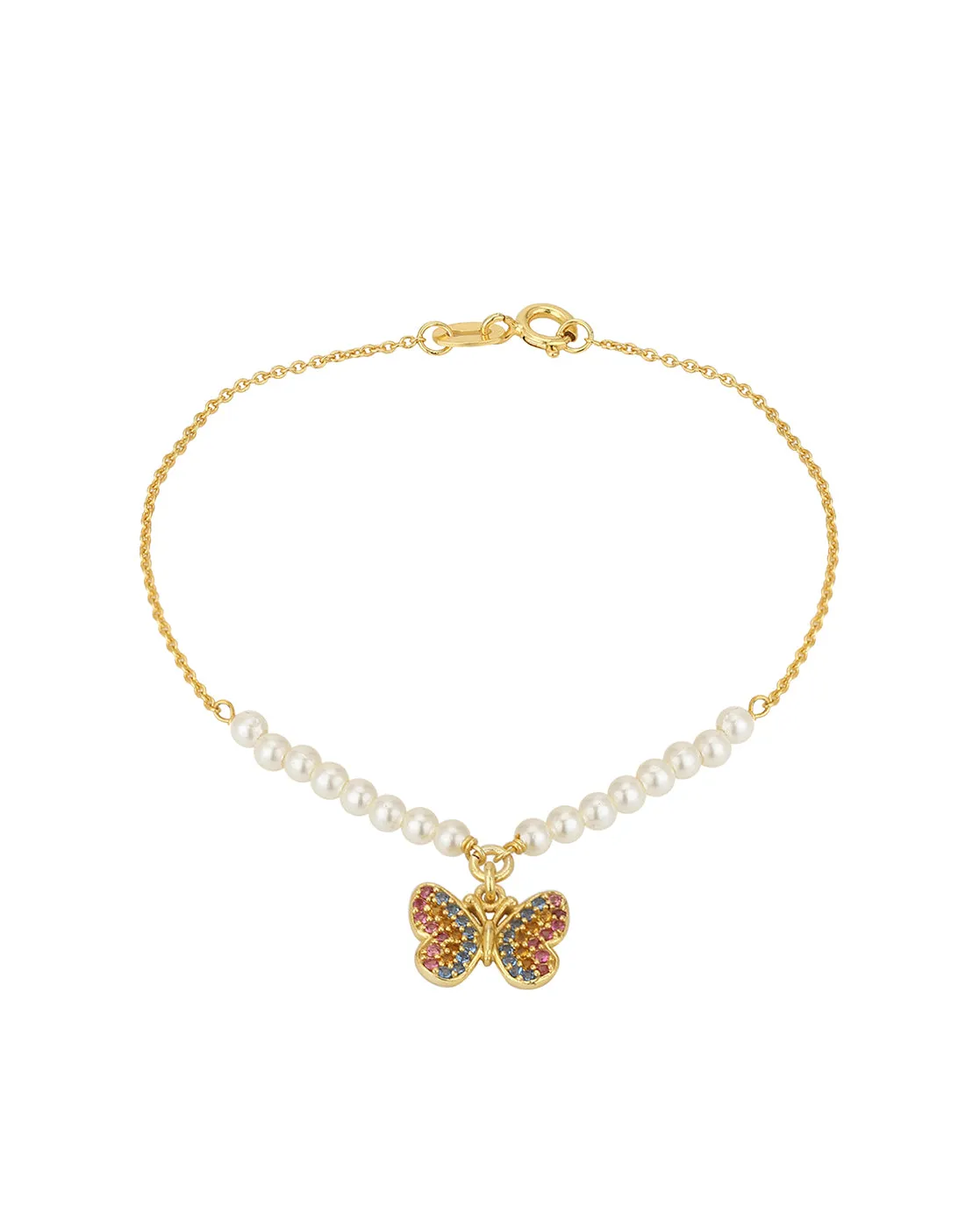 Carlton London Gold Plated Cz Studded Charms Bracelet