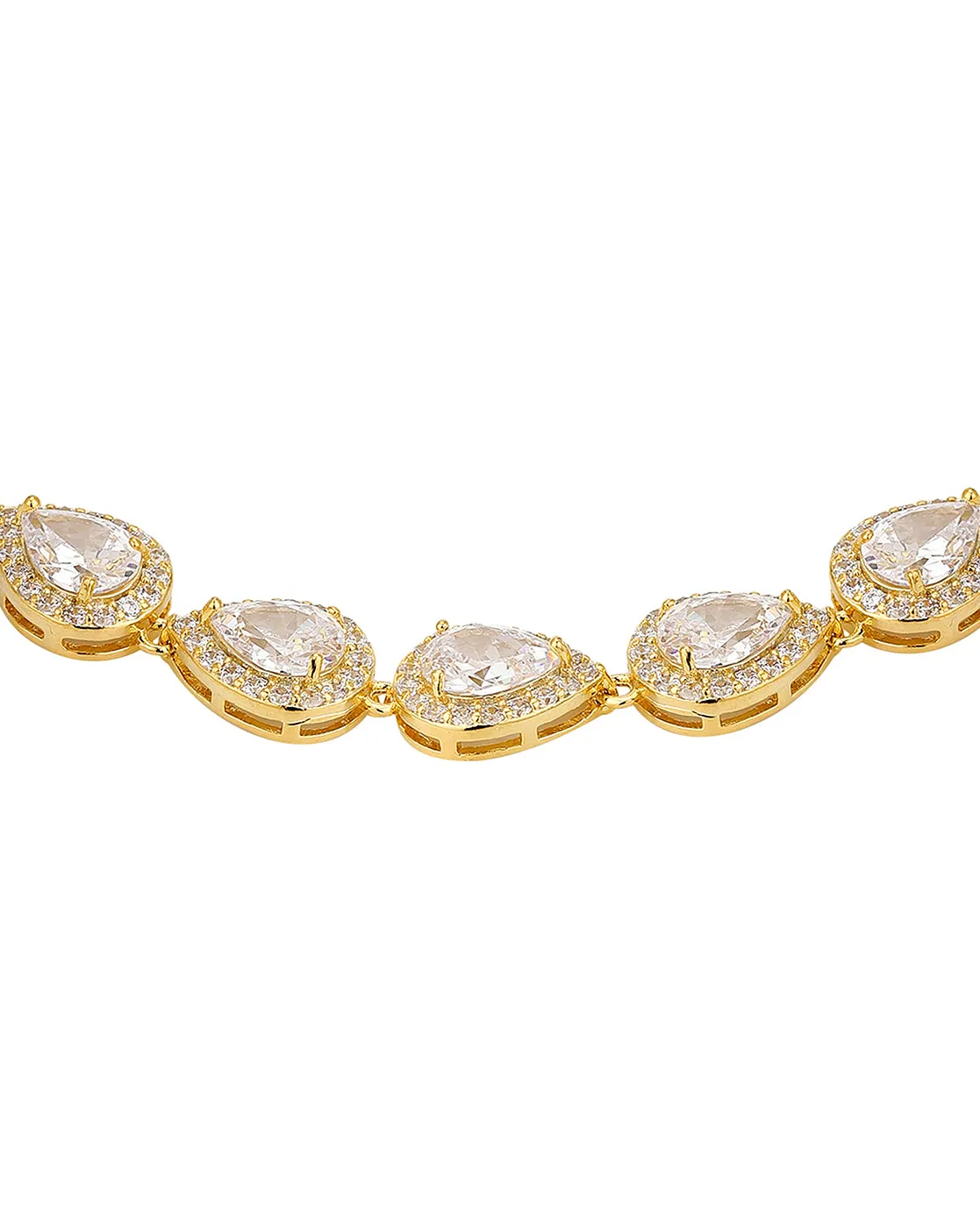 Carlton London Gold Plated Cz Studded Charms Bracelet