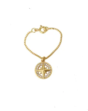 Carlton London Gold Plated Cz Studded Compass Shape Watch Charm For Women