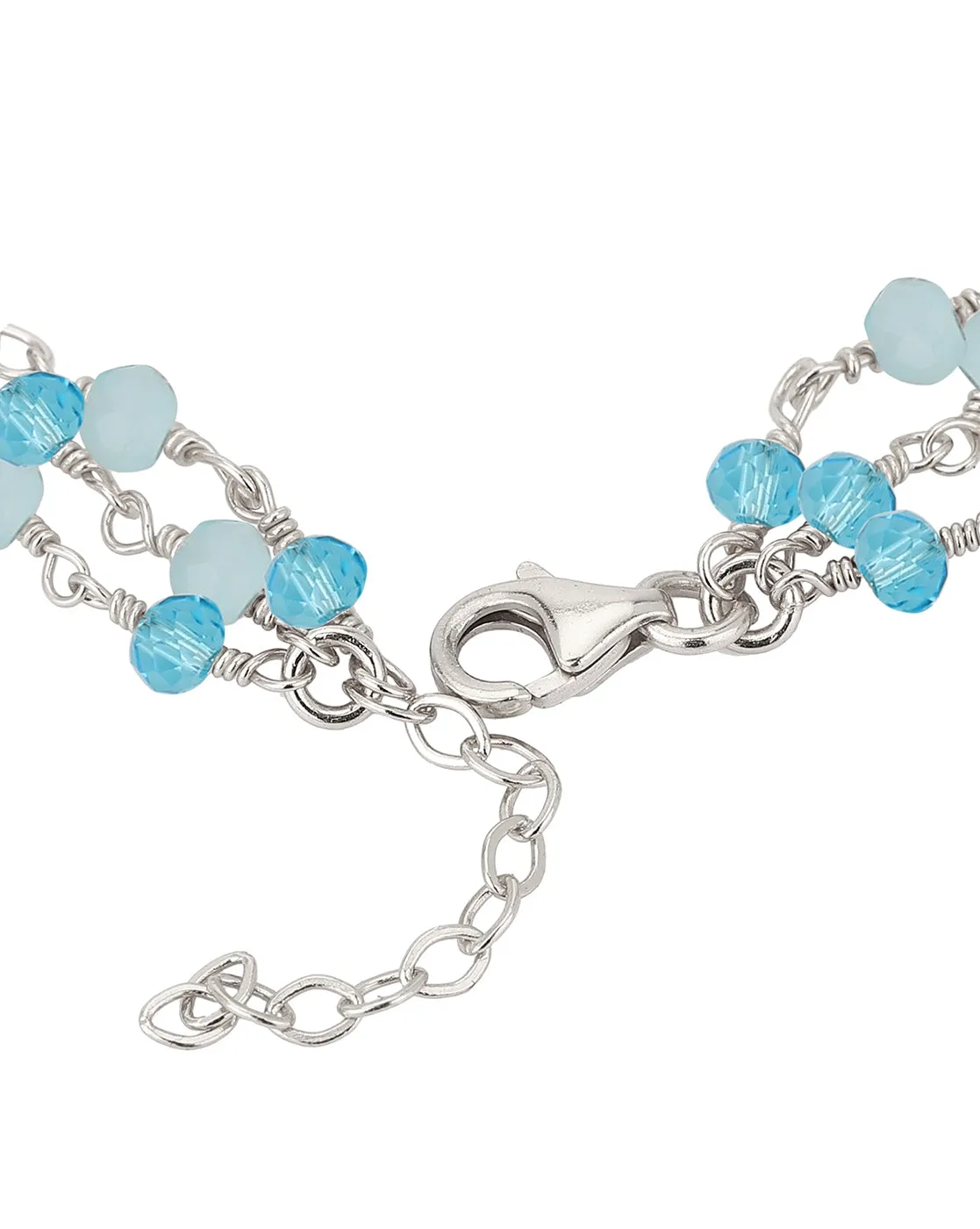 Carlton London Rhodium Plated Charm Bracelet For Women