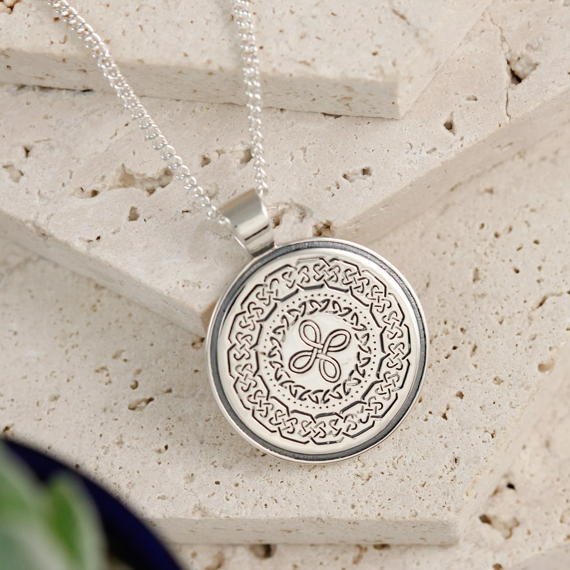 Celtic Mandala Personalised Silver Necklace