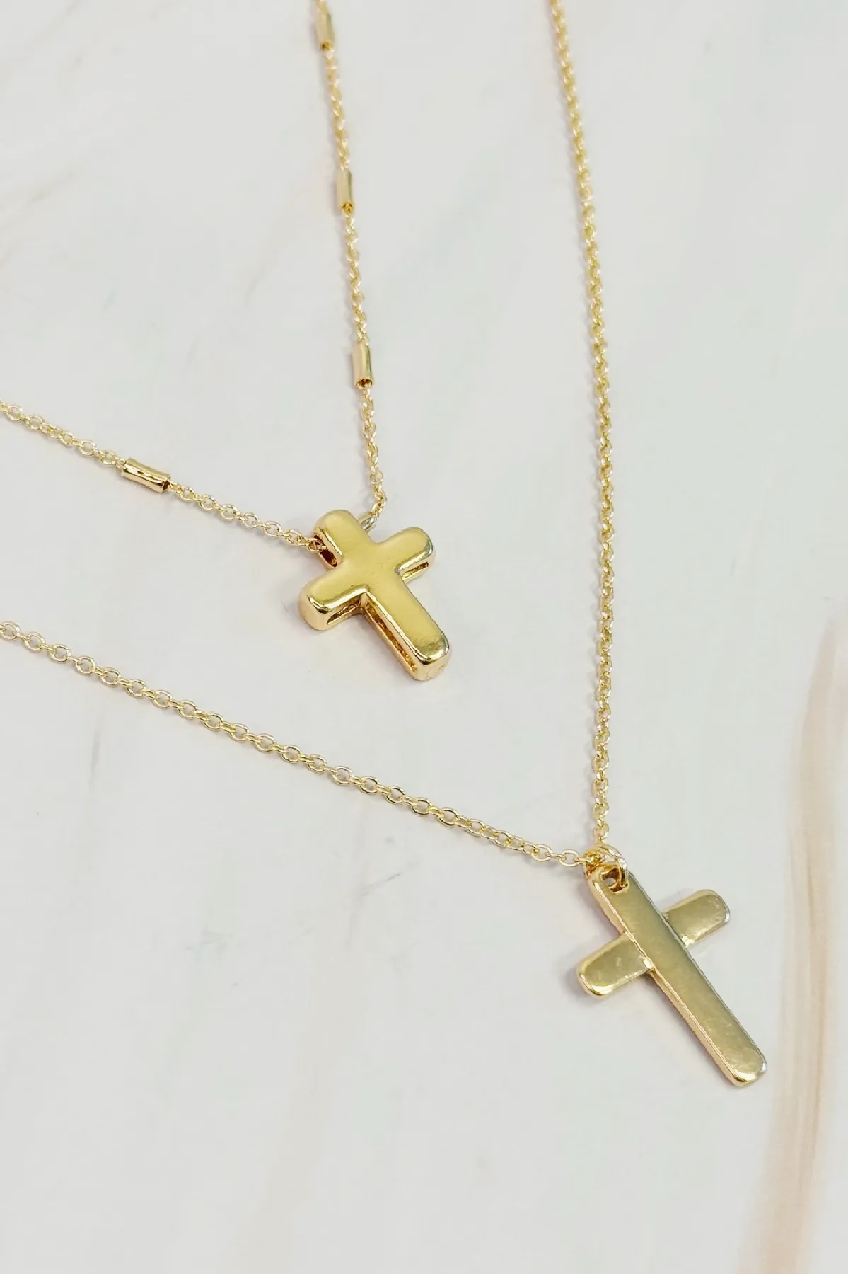 Chain Cross Necklace Set of 2