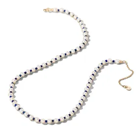 Chronos Strand, Lapis Lazuli & Freshwater Pearl, 9kt Yellow Gold