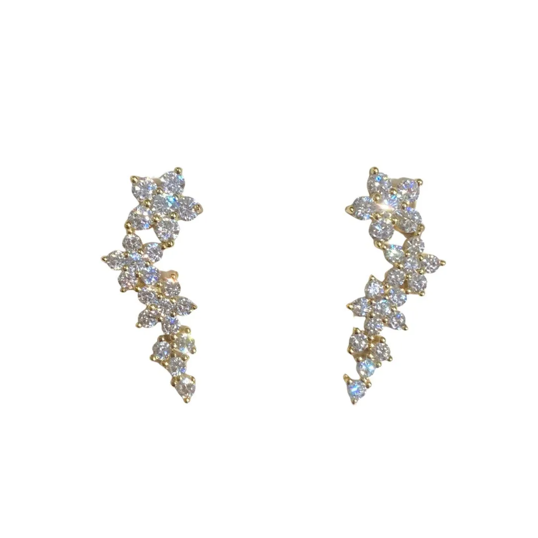 Clara Sparkle Flower Crawler Earrings