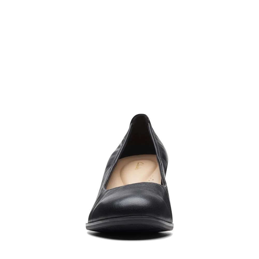 Black Leather Heeled Pump by Clarks - Womens Loken Step