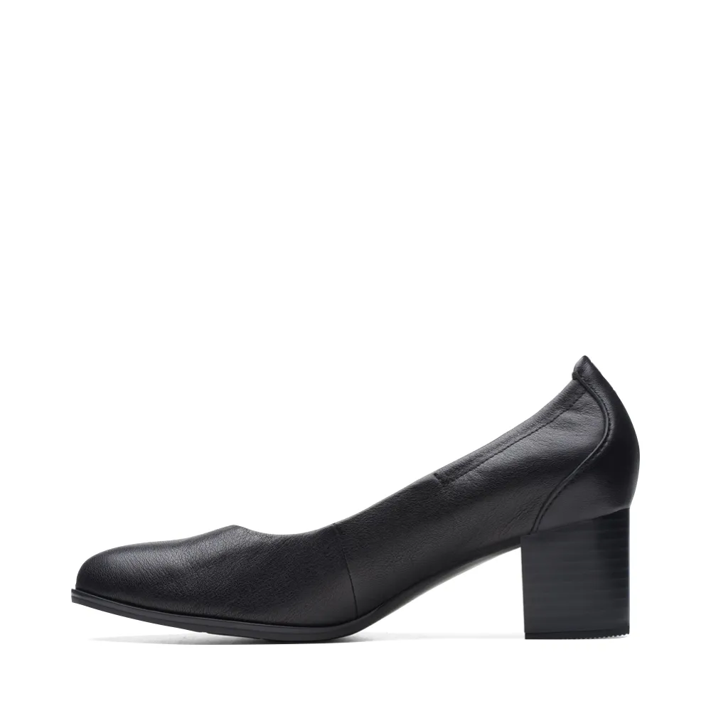 Black Leather Heeled Pump by Clarks - Womens Loken Step