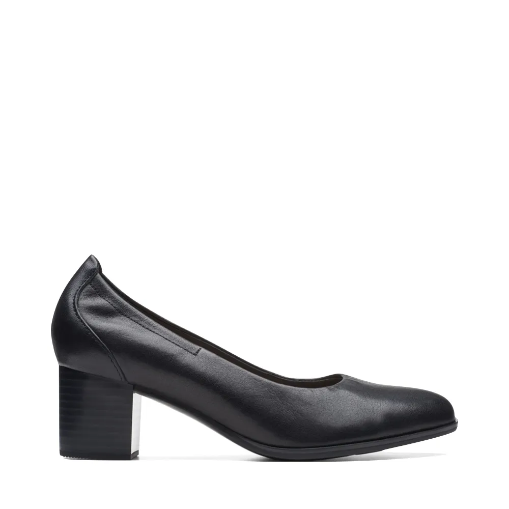 Black Leather Heeled Pump by Clarks - Womens Loken Step