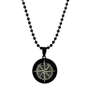 Compass Co-Ordinates Personalised Black Steel Pendant