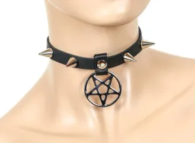 CONE SPIKE PENTAGRAM CHOKER