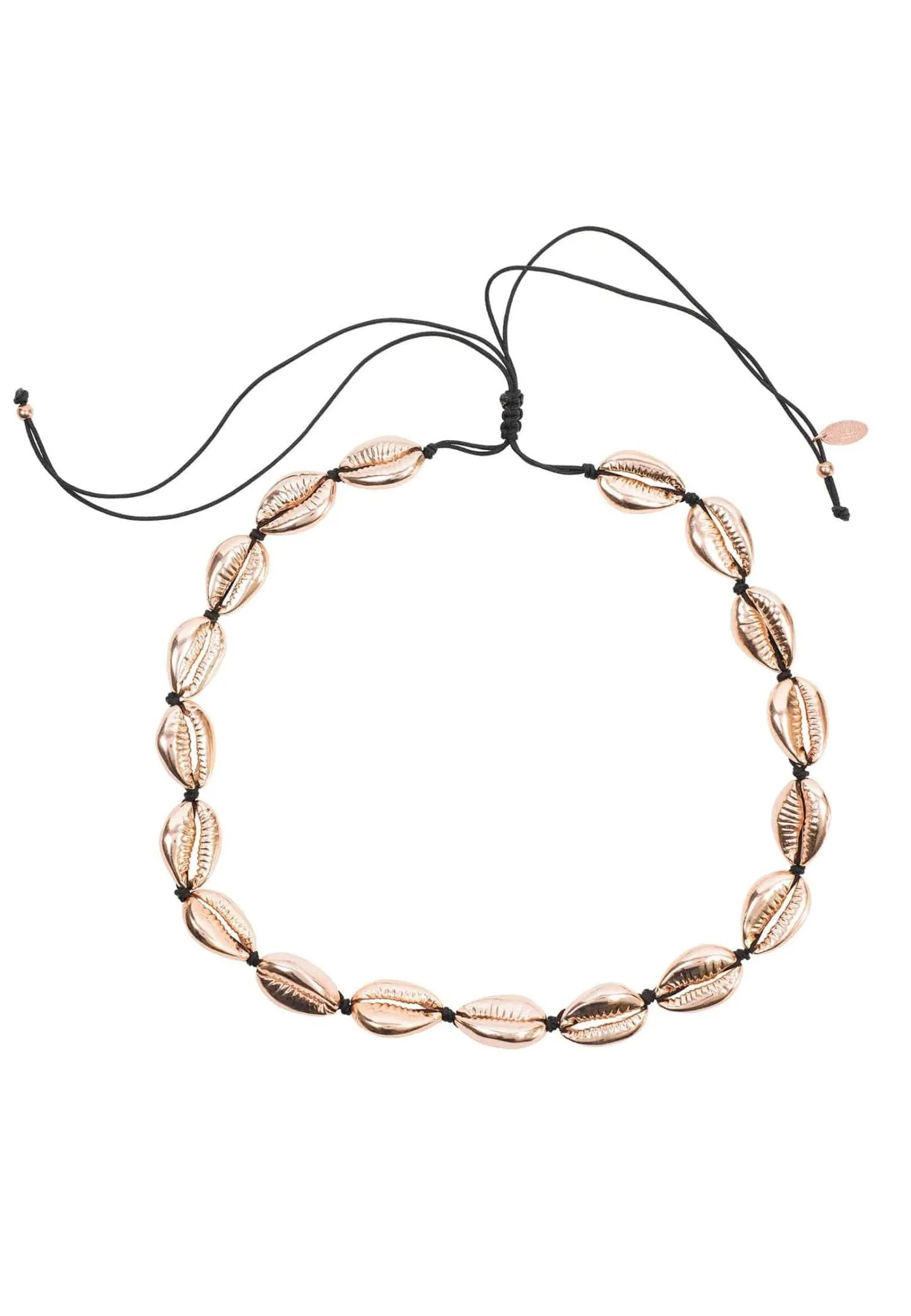 Cowrie Shell Choker Strand Necklace Rose Gold