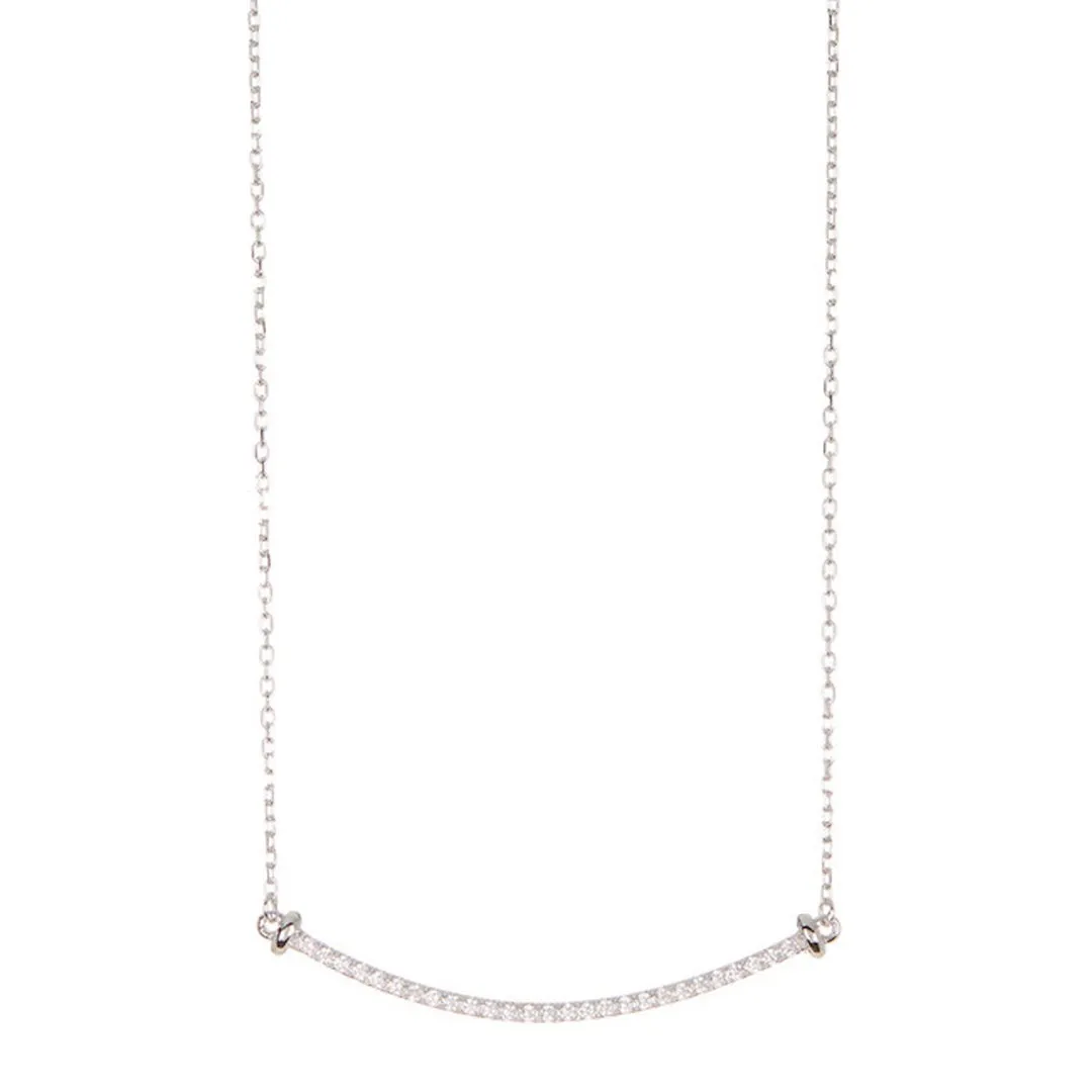 Crystal Curved Bar Necklace silver gold rose gold