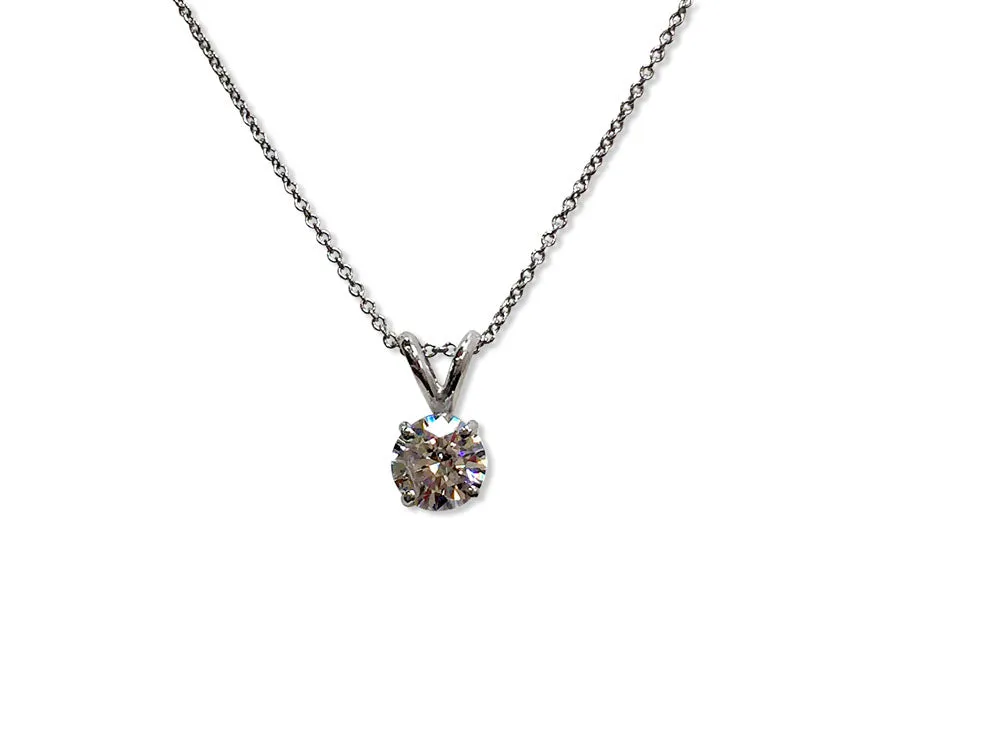 Cubic Zirconia Cz 1 Ct Round 4 Prong Solitaire Pendant