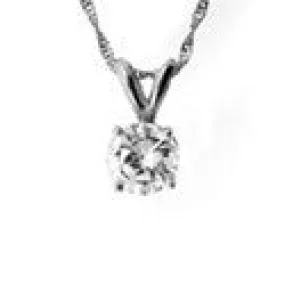 Cubic Zirconia Cz 1 Ct Round 4 Prong Solitaire Pendant