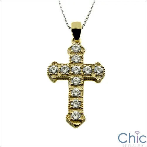 Cubic Zirconia Cz 1.1 TCW Round Prong Set Cross Pendant