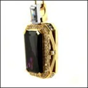 Cubic Zirconia Cz 25 Ct Amethyst Radiant Two tone Pendant