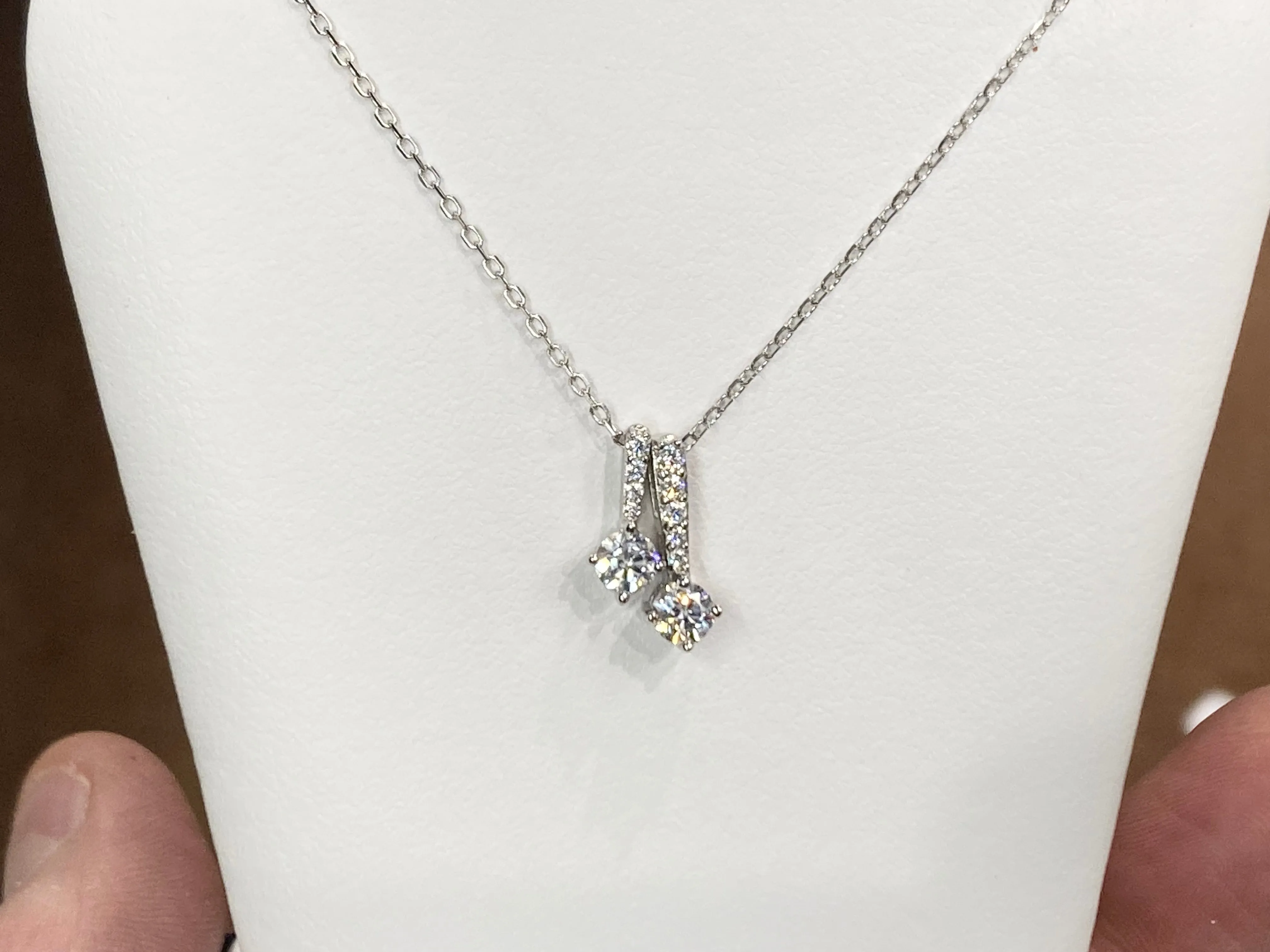 Cubic Zirconia Silver Adjustable Necklace