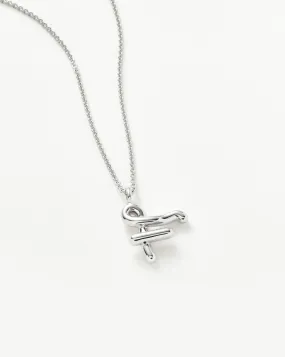 Curly Molten Initial Pendant Necklace - Initial F | Sterling Silver