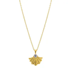 Deco Crystal Leaf Necklace gold