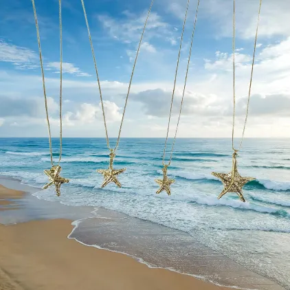 Detailed Starfish Charm Necklaces