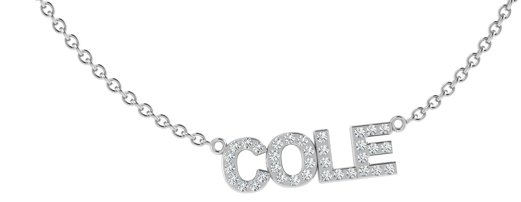 Diamond Block Name Necklace Cole