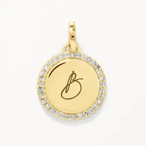 Diamond Engravable Disc Necklace in 10k Gold