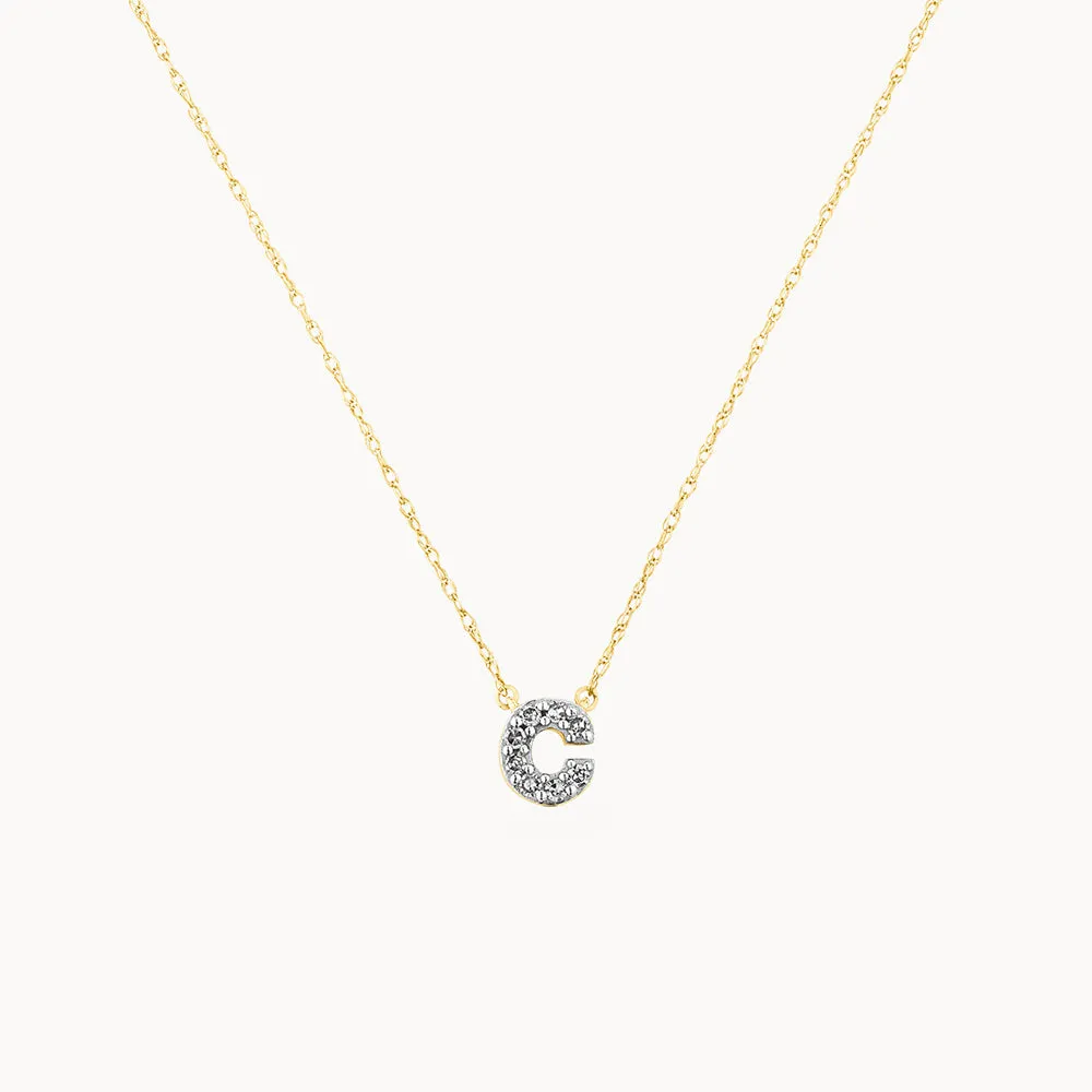 Diamond Letter C Necklace in 10k Gold