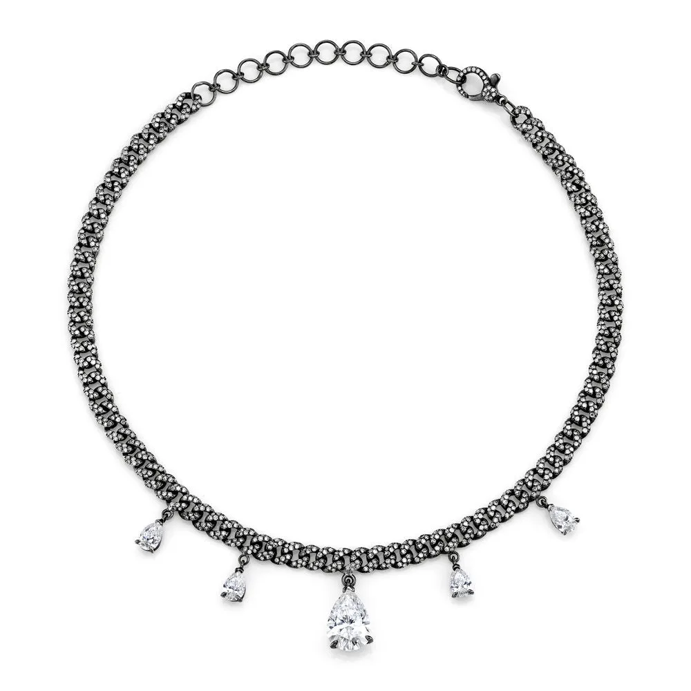 DIAMOND PEAR DROP MINI LINK CHOKER