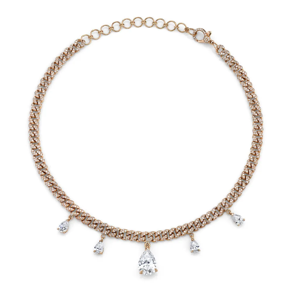 DIAMOND PEAR DROP MINI LINK CHOKER