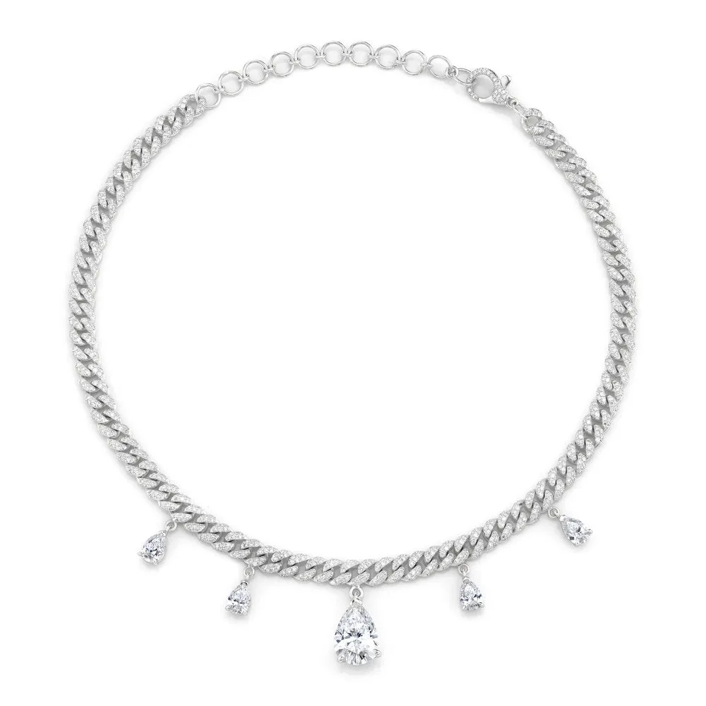 DIAMOND PEAR DROP MINI LINK CHOKER