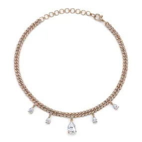 DIAMOND PEAR DROP MINI LINK CHOKER