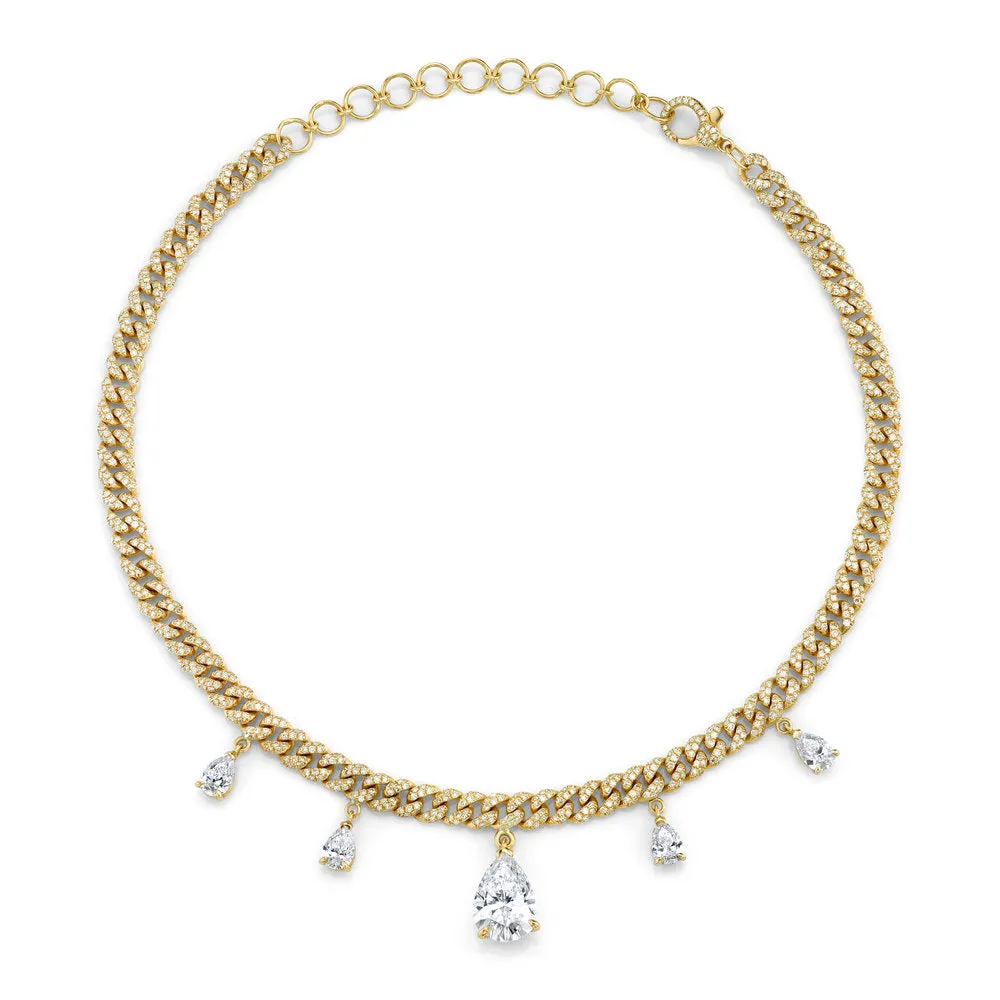 DIAMOND PEAR DROP MINI LINK CHOKER