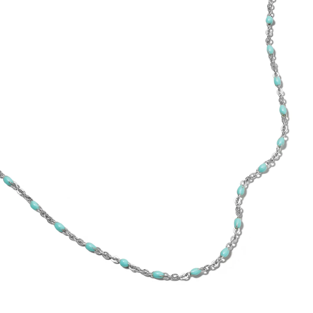 Enamel Beaded Necklace Sterling Silver