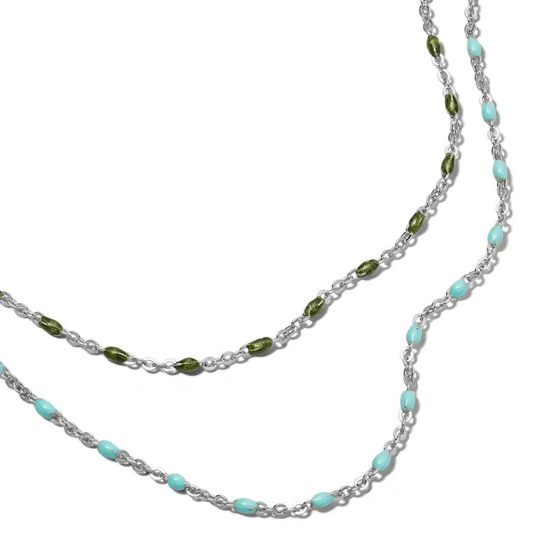 Enamel Beaded Necklace Sterling Silver