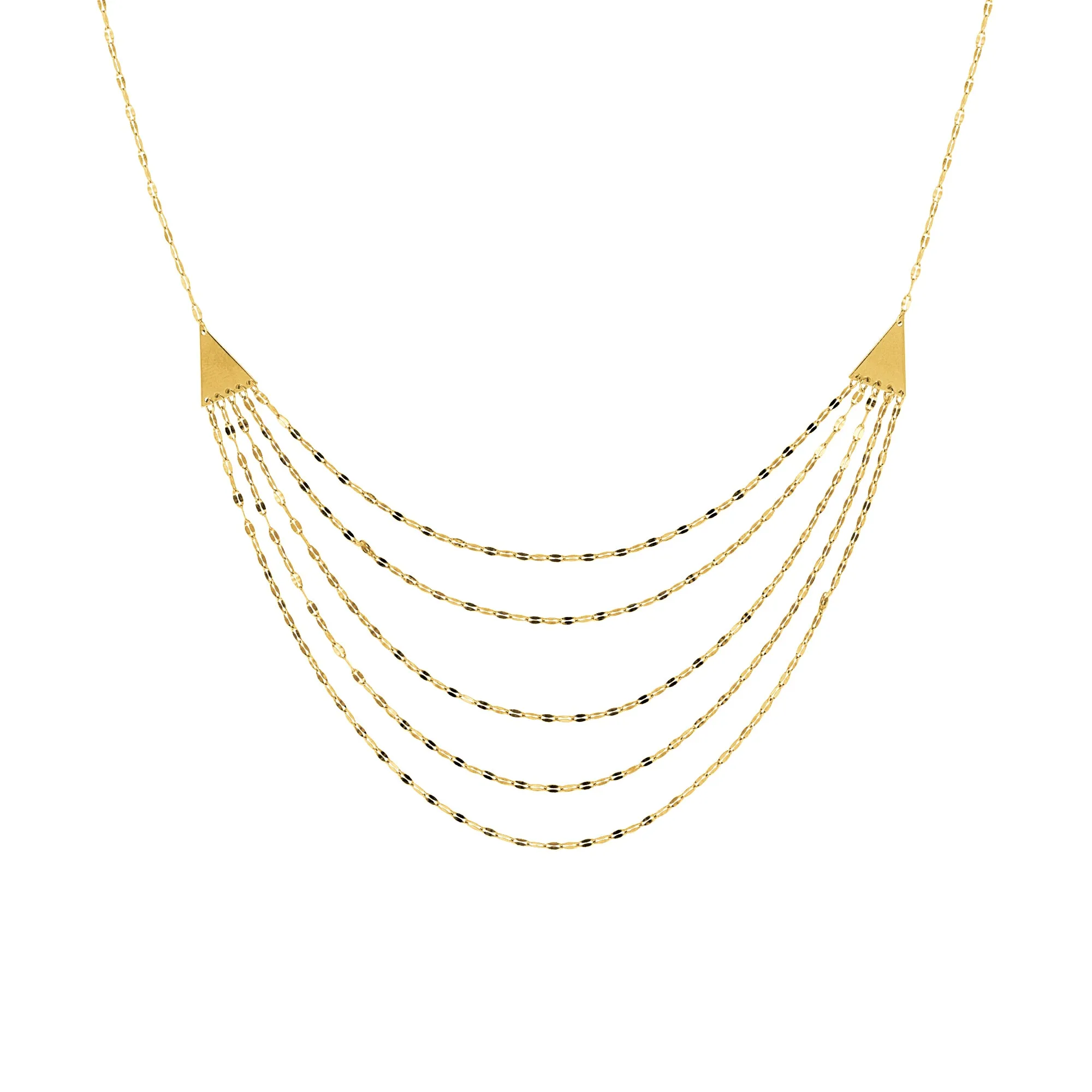 Five Layer Adjustable 14K Gold Necklace