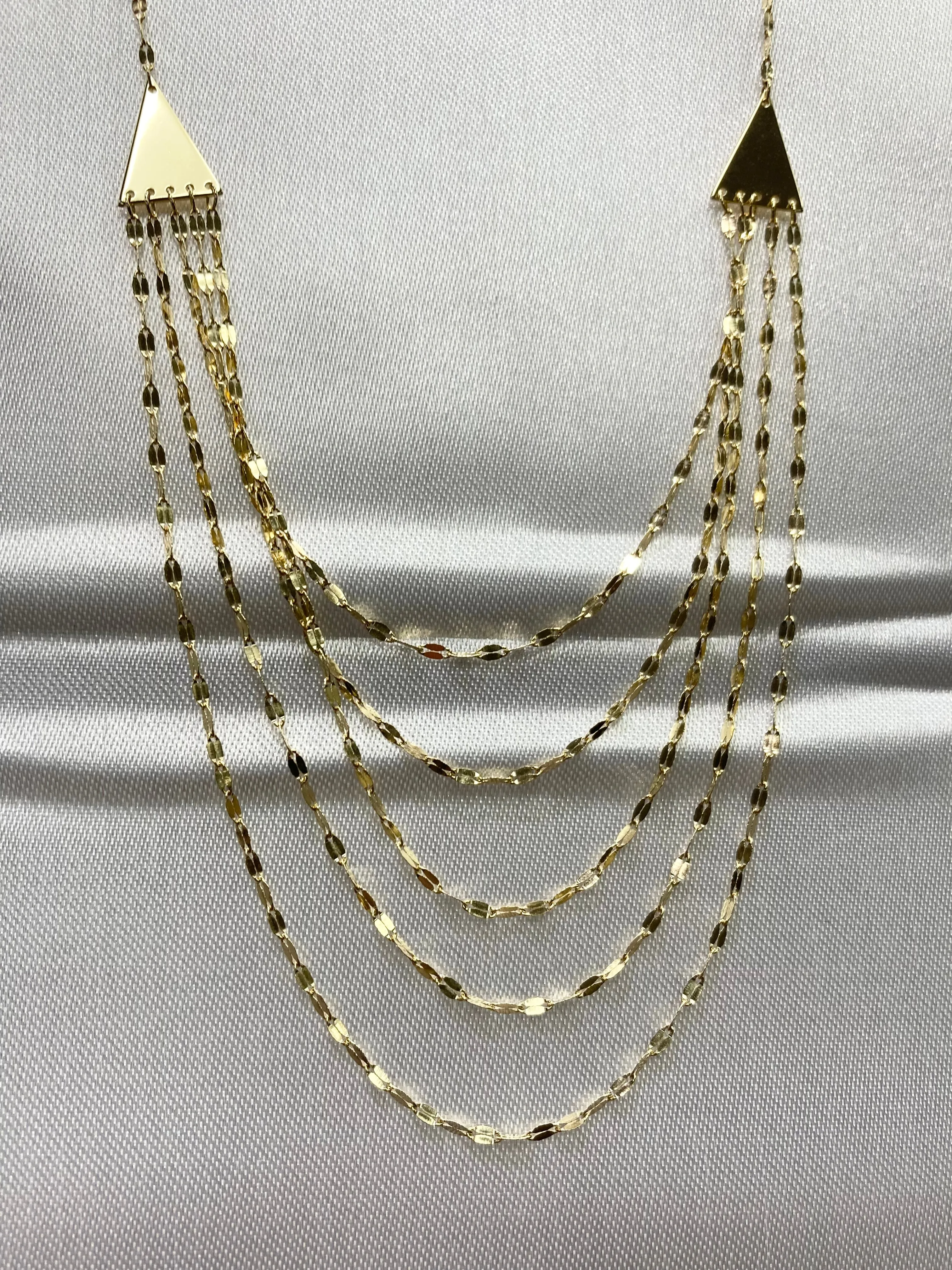 Five Layer Adjustable 14K Gold Necklace