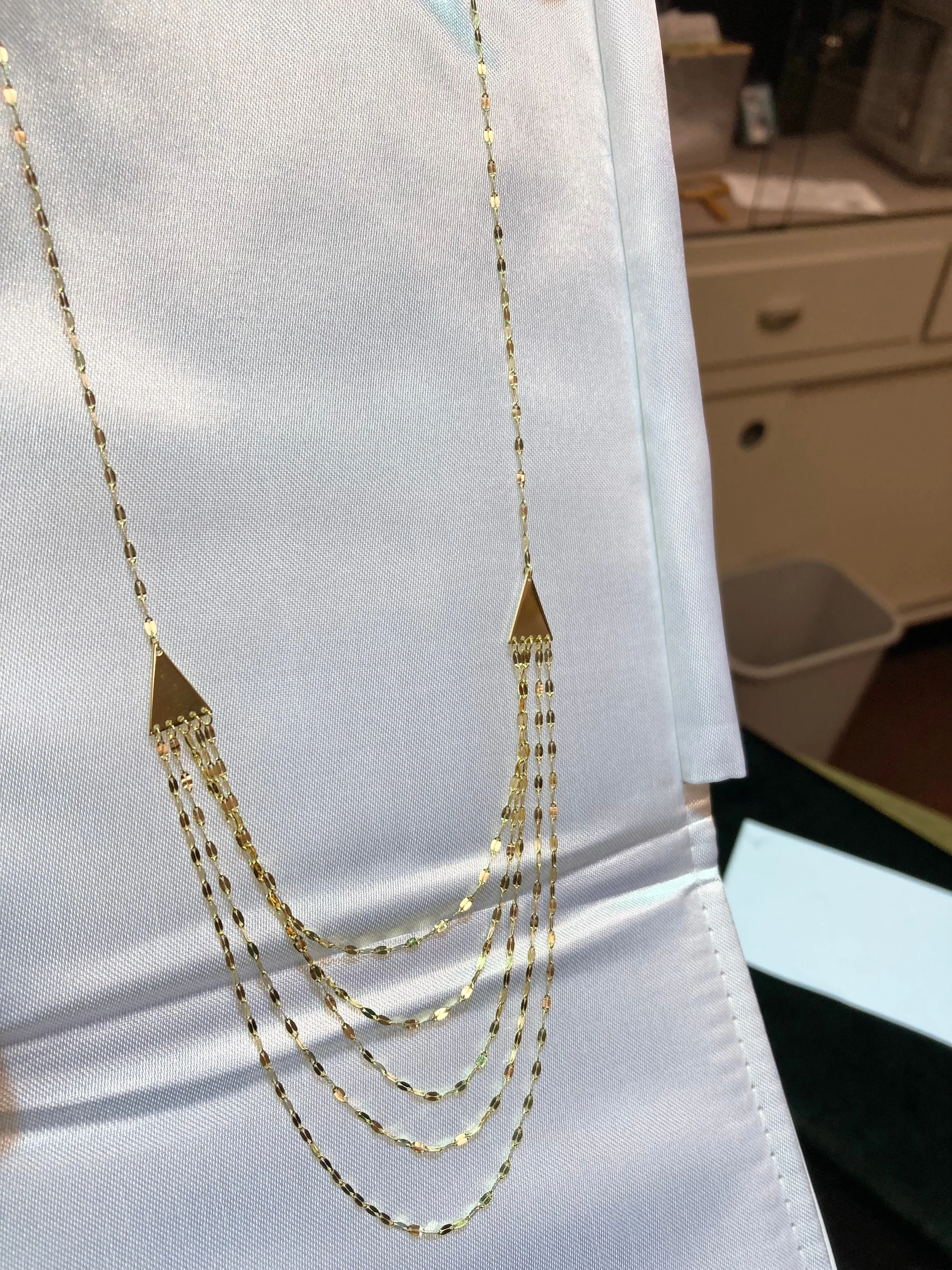 Five Layer Adjustable 14K Gold Necklace