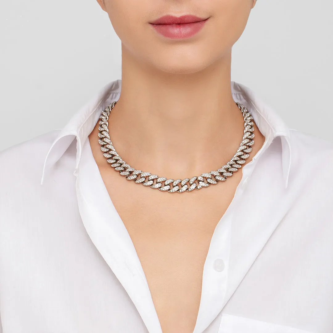 Flat Curb CZ Chain Necklace