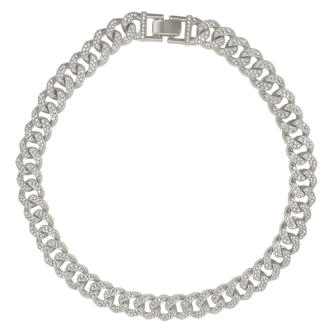 Flat Curb CZ Chain Necklace