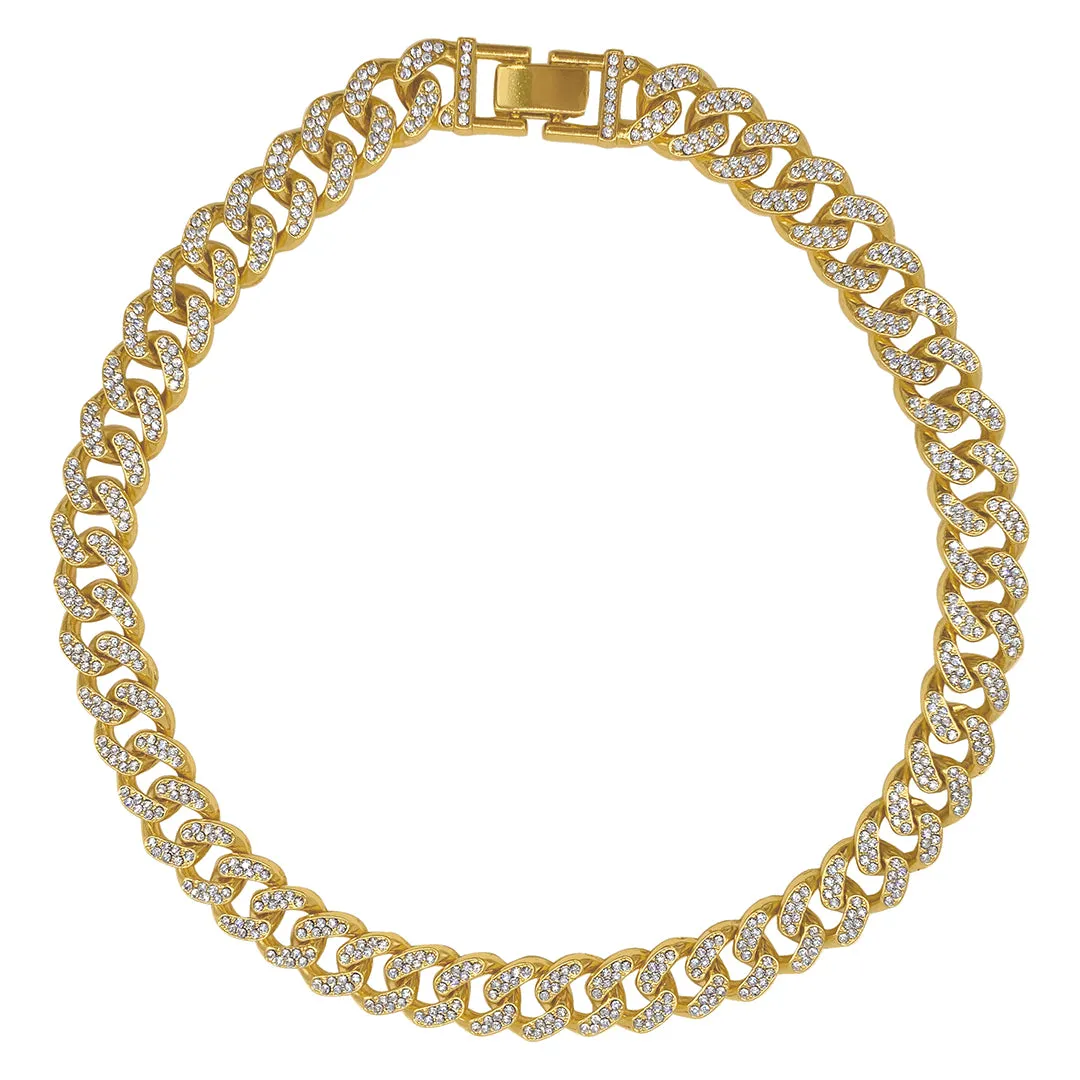 Flat Curb CZ Chain Necklace