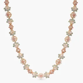 Floral Fiesta CZ Silver Long Necklace