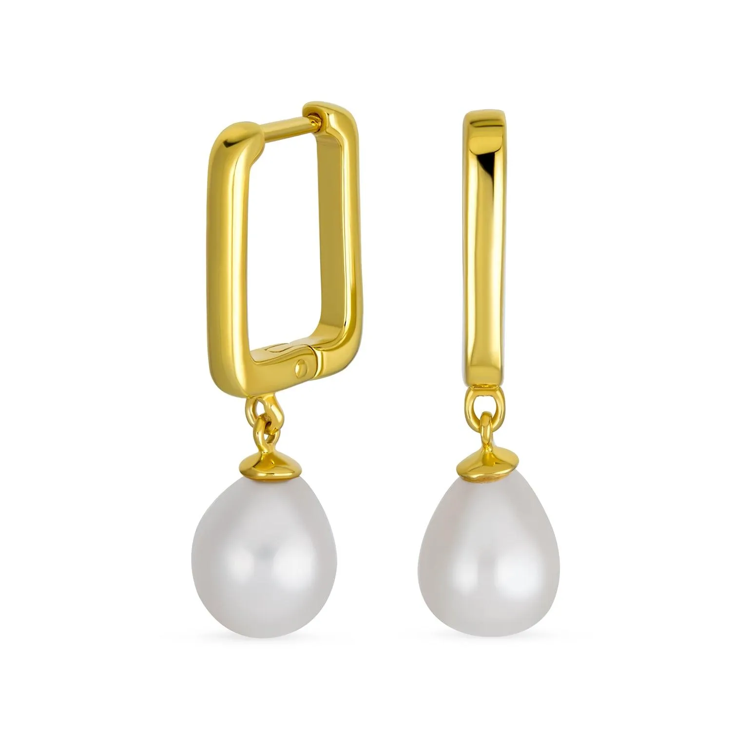 Freshwater Cultured Pearl Teardrop Ball Earrings Leverback .925 Silver