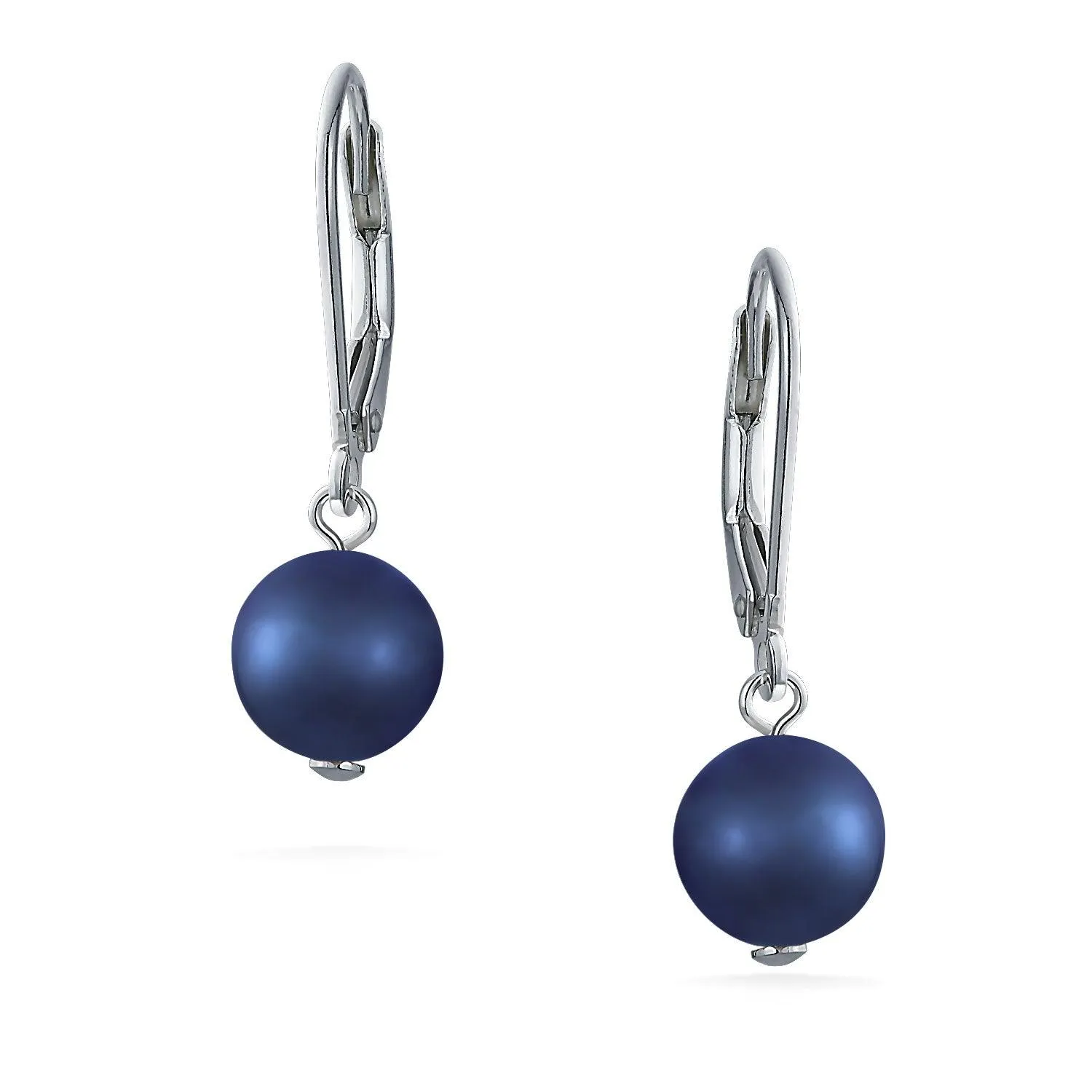 Freshwater Cultured Pearl Teardrop Ball Earrings Leverback .925 Silver