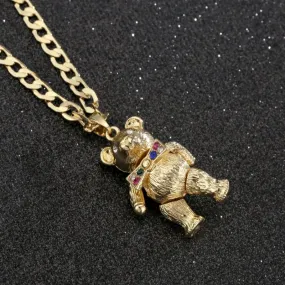 Gold Filled Bonded Teddy Bear Pendant Necklace 22 Inch 4mm Belcher Chain