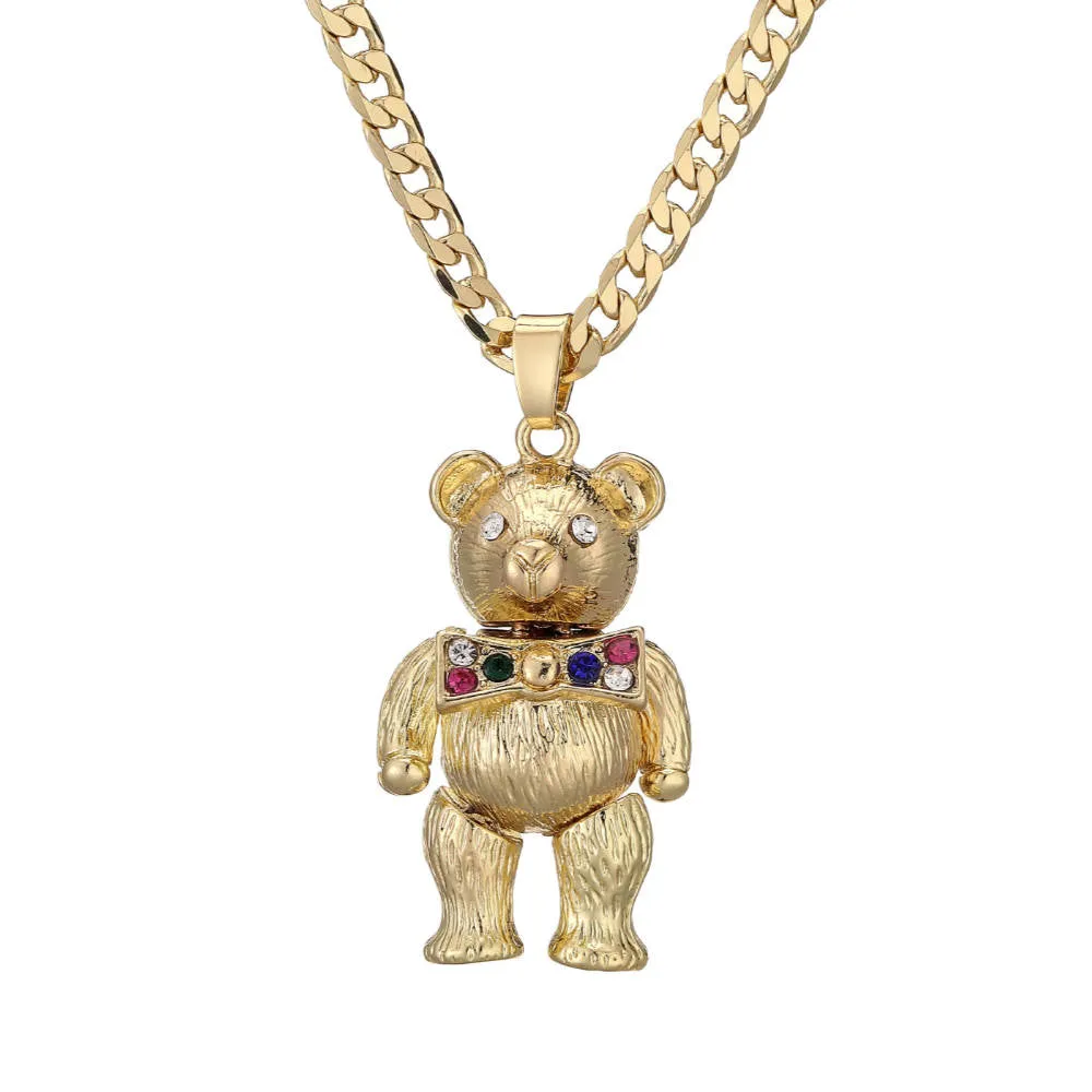 Gold Filled Bonded Teddy Bear Pendant Necklace 22 Inch 4mm Belcher Chain