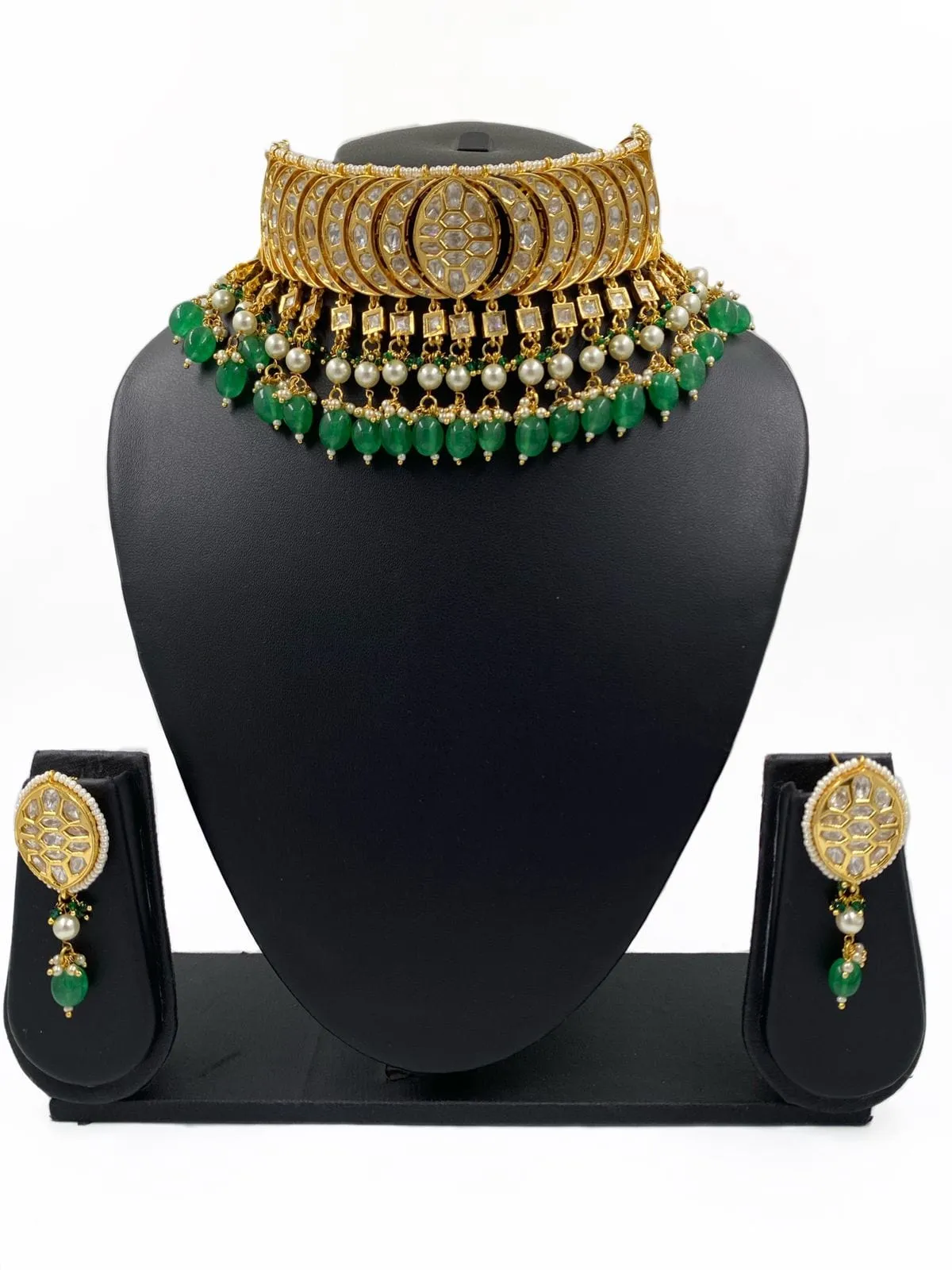 Gold Plated Heavy Quality Polki Kundan Choker Necklace Set For Women By Gehna Shop