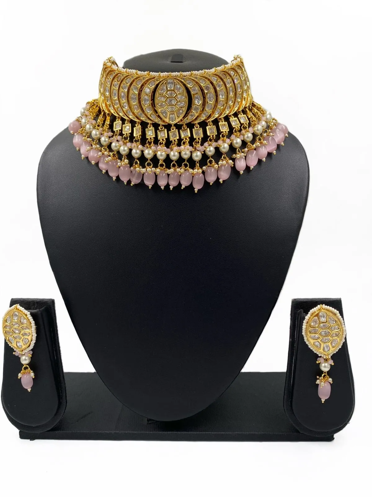 Gold Plated Heavy Quality Polki Kundan Choker Necklace Set For Women By Gehna Shop