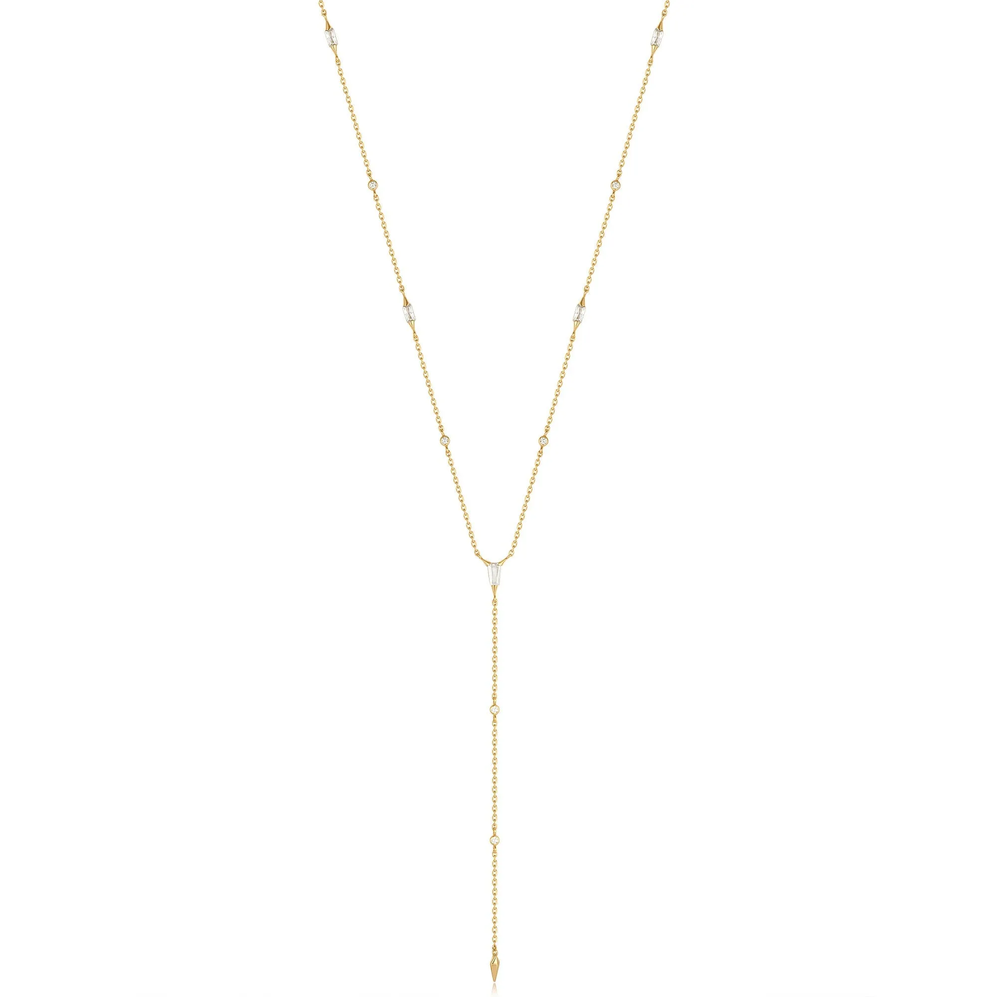 Gold Sparkle Point Y Necklace