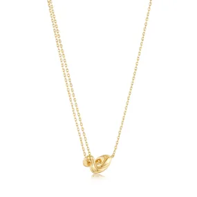 Gold Twisted Wave Mini Pendant Necklace