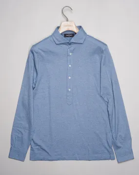 Gran Sasso Cotton & Cashmere Pop-Over Shirt / Light Blue